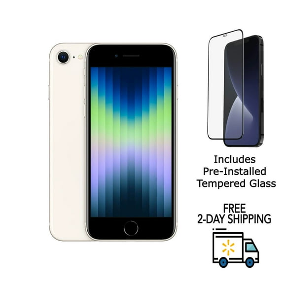 Pre-Owned No Plan-Unlocked Device Apple iPhone SE (3rd Gen) A2595 Cell Phone 64GB 4GB RAM Starlight