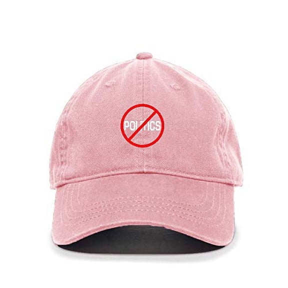No Politics Baseball Cap Embroidered Cotton Adjustable Dad Hat Light Pink
