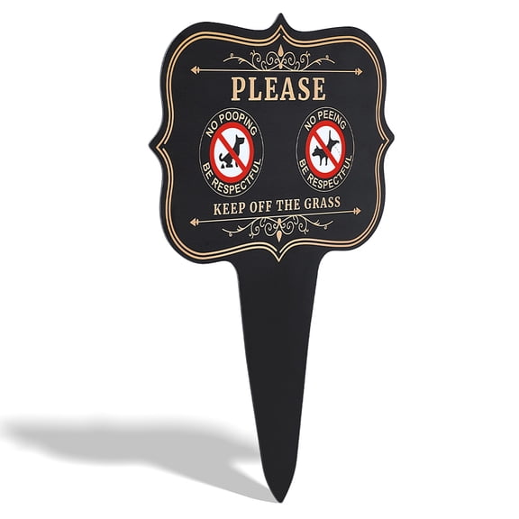 No Poop or Pee Dog Sign 13.6X9.6 Keep Off the Grass Yard Sign with Integrated Stake Double Sided Metal Sign Weatherproof Outdoor Sign