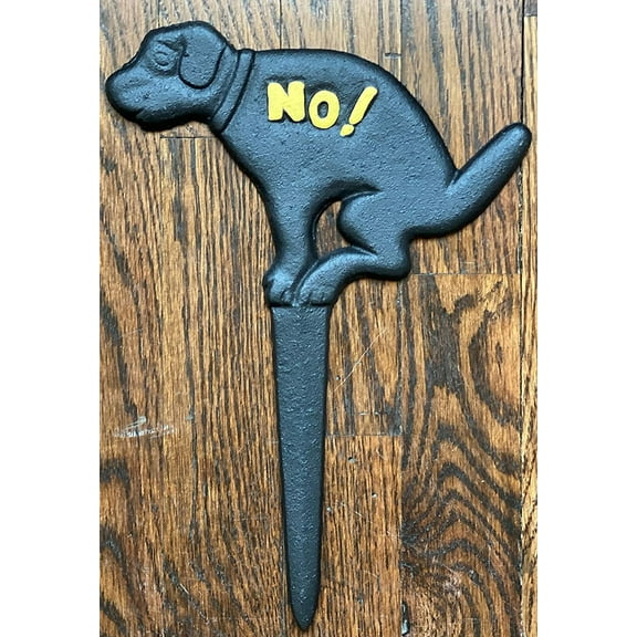 No Pooping Yard Sign-No Dog Pooping Sign (Black CAST Iron, Hight 11.5 INCH) (ref-2201)