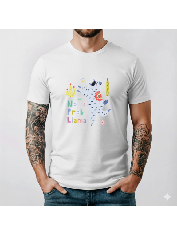 No Prob Llama Alpaca Funny Animal Pun Unisex T-Shirt S- 5XL