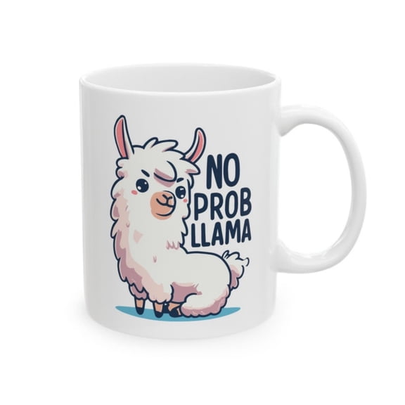 No Prob Llama - Funnlama Mug - Cute Llama Graphic - Humorous Animal Drinkware - Playful Llama Cup - Fun Gift Idea oz, oz.
