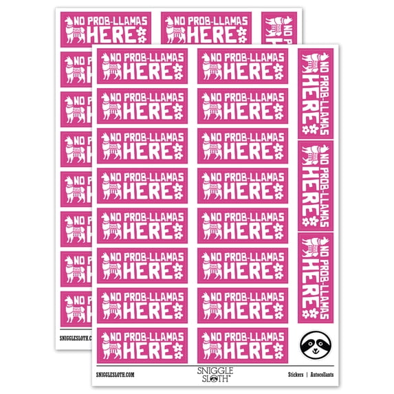 No Prob-llamas Problems Here Teacher Student School Sticker Set - Hot Pink - Matte Finish - 2.00" Large
