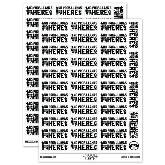 No Prob-llamas Problems Here Teacher Student School Sticker Set - White - Matte Finish - 1.5" Small