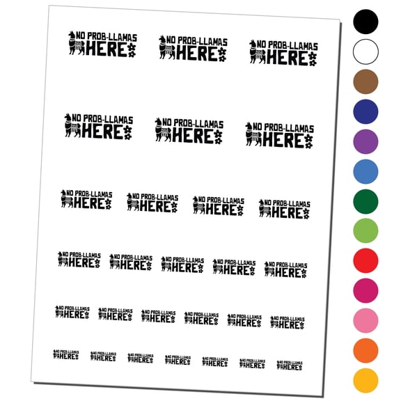 No Prob-llamas Problems Here Teacher Student School Water Resistant Temporary Tattoo Set Fake Body Art Collection - Black