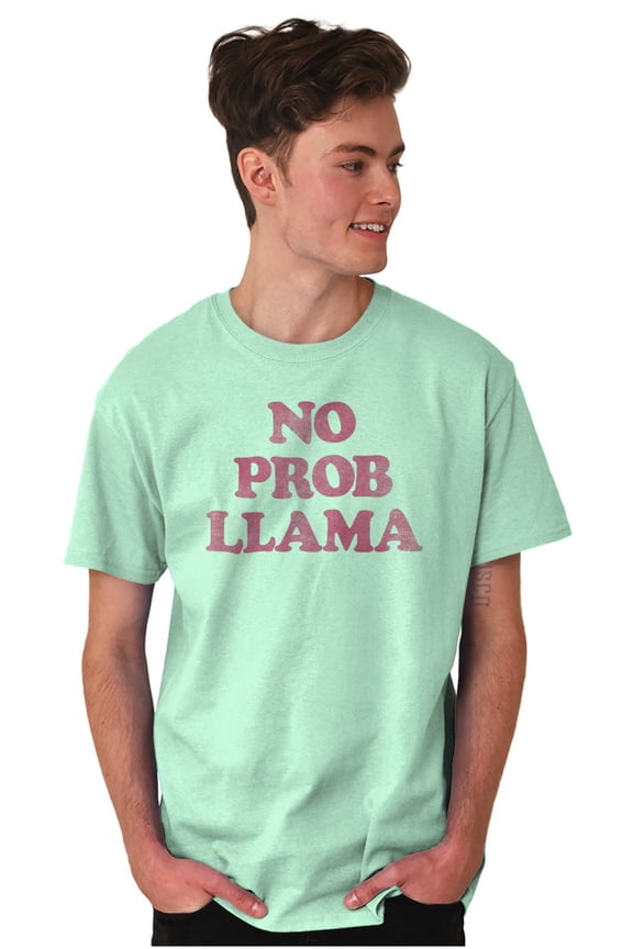 No Problama Llama Alpaca Cute Funny Men's Graphic T Shirt Tees Brisco Brands L