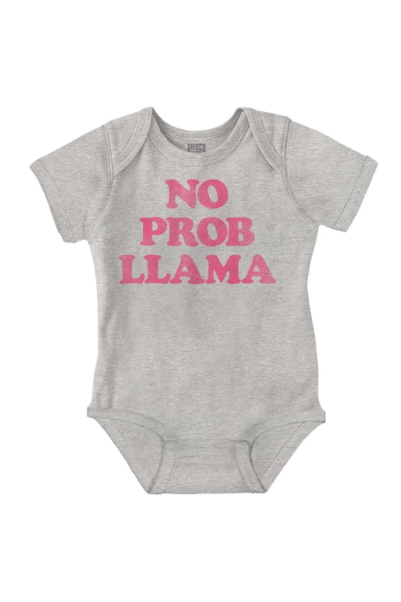 No Problama Llama Alpaca Cute Funny Romper Boys or Girls Infant Baby Brisco Brands 12M
