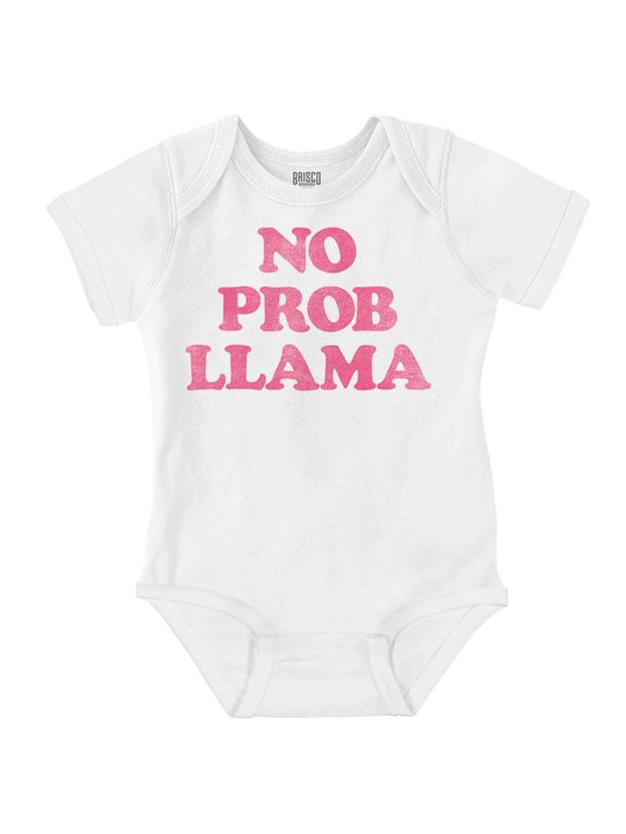 No Problama Llama Alpaca Cute Funny Romper Boys or Girls Infant Baby Brisco Brands NB