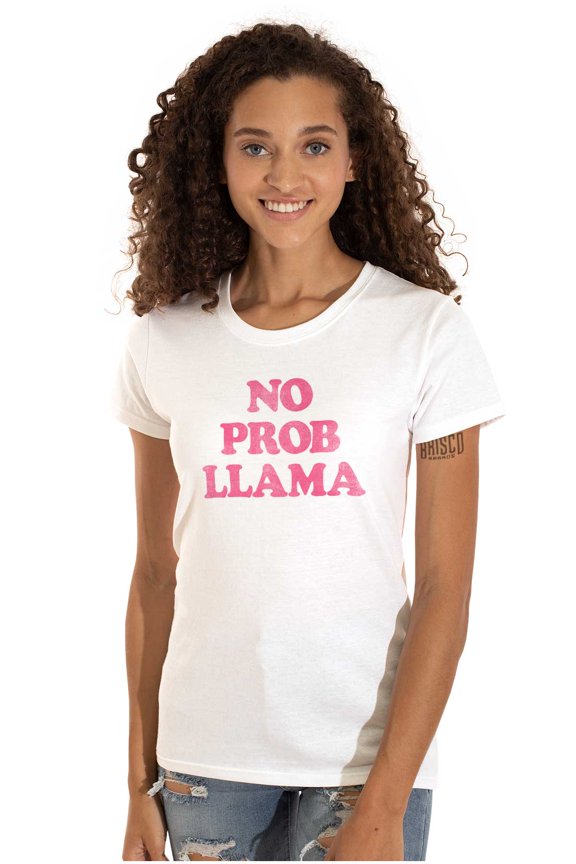 No Problama Llama Alpaca Cute Funny Womens Slim Fit Graphic Tee Brisco Brands M
