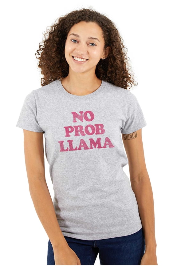 No Problama Llama Alpaca Cute Funny Womens Slim Fit Graphic Tee Brisco Brands S