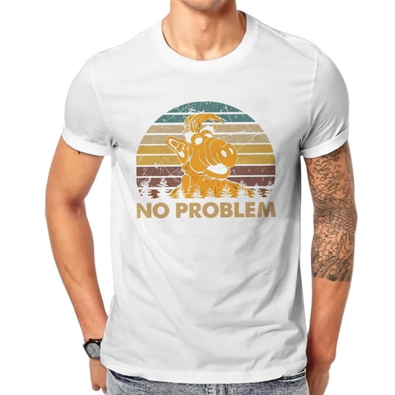 No Problem Hipster T-Shirt ALF The Animated Series Men Harajuku Fabric Streetwear T Shirt Fashion O-neck Oversized Tshirt Tops