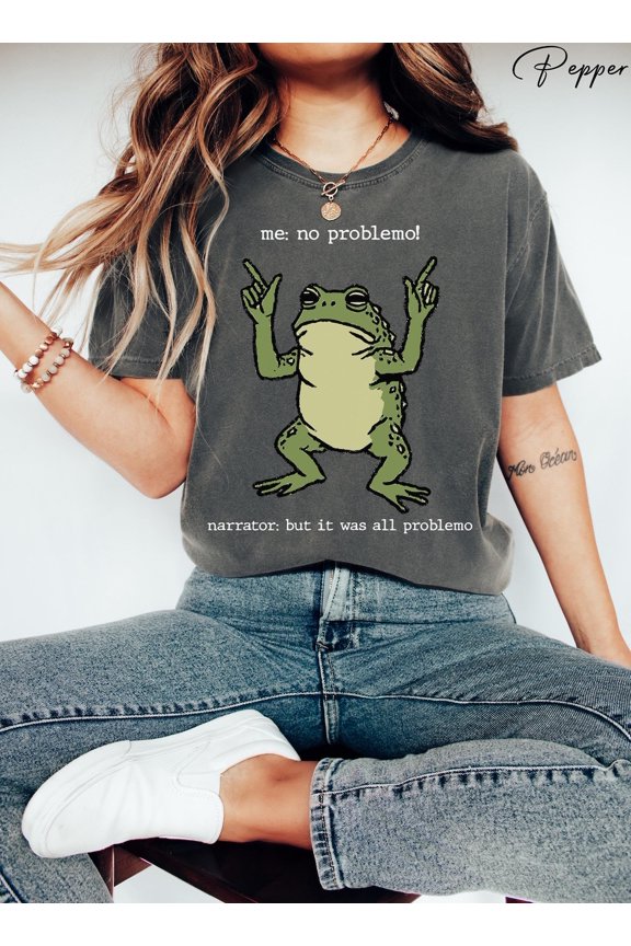 No Problemo Frog Sayings Retro Toad Relatable T-Shirt All Size S-3XL