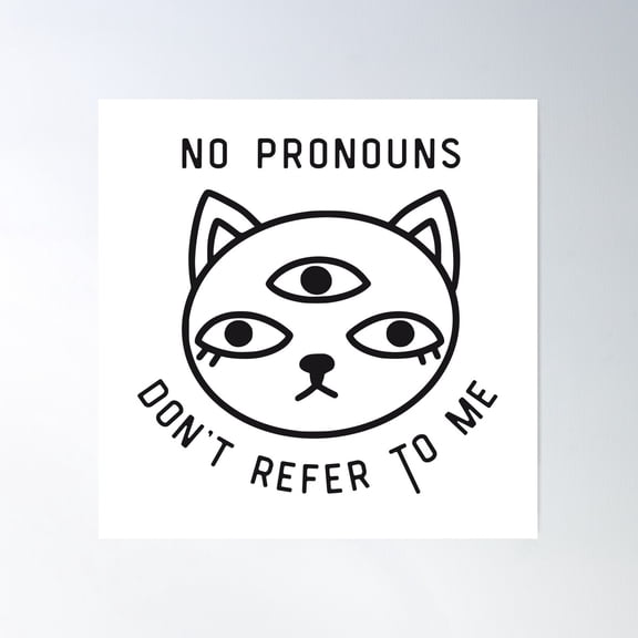 No Pronouns Cat Poster Wall Art, Modern Wall Decor For Living Room Bedroom, 30x30 UNFRAMED