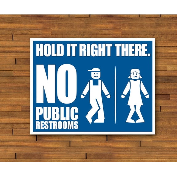 No Public Restroom Sign Poster, Bathroom Sign Wall Art Print