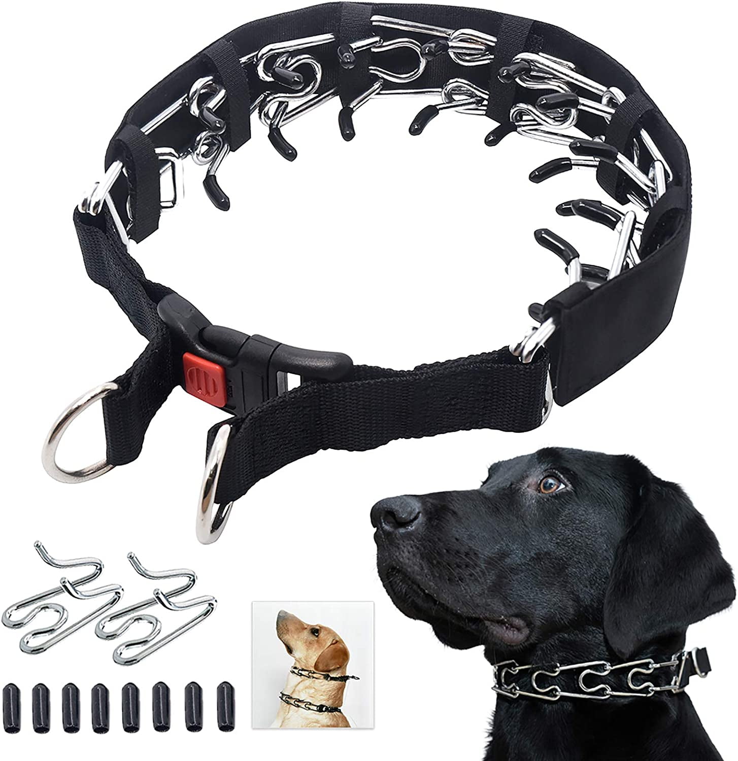 No Pull Dog Collar, Dog Training Collar with Comfort Tips and Quick Release Snap Buckle for Small Medium Large Dogs