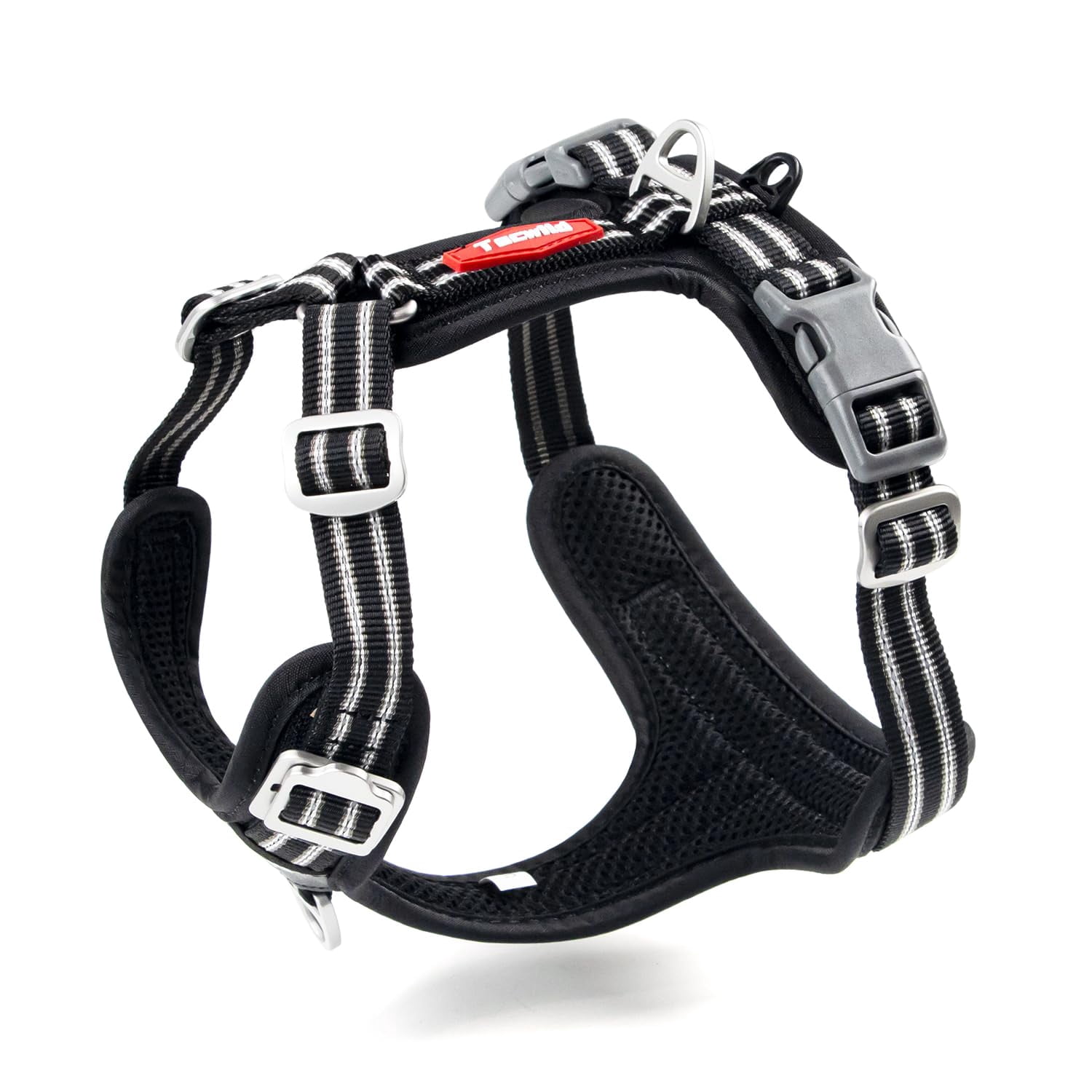 No Pull Dog Harness - Adjustable Reflective Vest With Metal Snap  Soft Breathable Mesh Choke Puppy Easy To Put On & Take Off (black Medium)