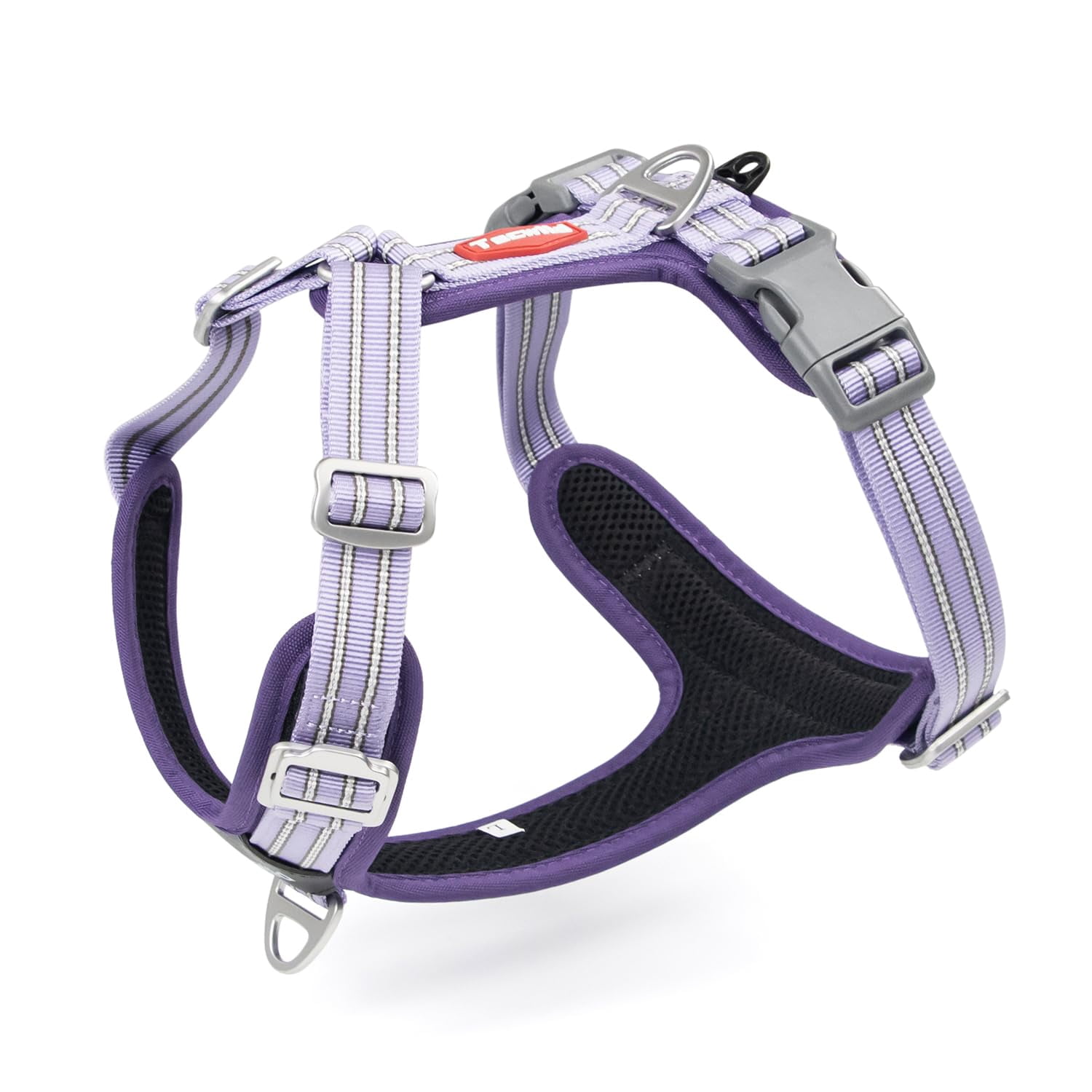 No Pull Dog Harness - Adjustable Reflective Vest With Metal Snap  Soft Breathable Mesh Choke Puppy Easy To Put On & Take Off (purple Medium)