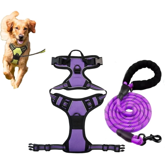 No Pull Dog Harness, Adjustable Soft Padded Pet Vest with Front & Back Clips, Suitable for Training & Walking (red-a,L)
