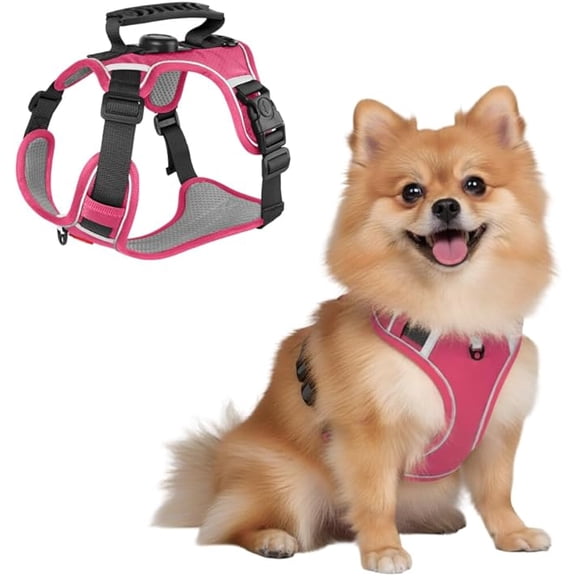 No Pull Dog Harness, Cat Harness, Adjustable Dog Vest Reflective Puppy Harness with Locator Pocket & Soft Handle for Small Dogs Cats(Black, XS)