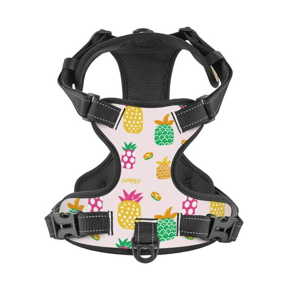 No Pull Dog Harness For Dogs Easy Walk Dog Vest Adjustable Collars Harnesses & Leashes Set Breathable Oxford Outdoor Walking Safety Reflective Strip Contracted And Pineapple