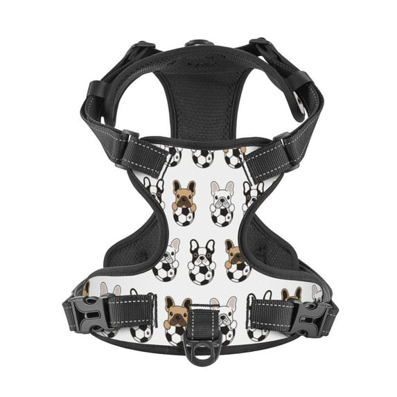 No Pull Dog Harness For Large Dogs Easy Walk Dog Vest Adjustable Collars Harnesses & Leashes Set Breathable Oxford Outdoor Walking Safety Reflective Strip Cute French Bulldog Soccer