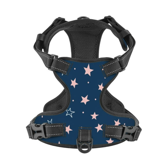 No Pull Dog Harness For Large Dogs Easy Walk Dog Vest Adjustable Collars Harnesses & Leashes Set Breathable Oxford Outdoor Walking Safety Reflective Strip Stars And Dots Girly Print
