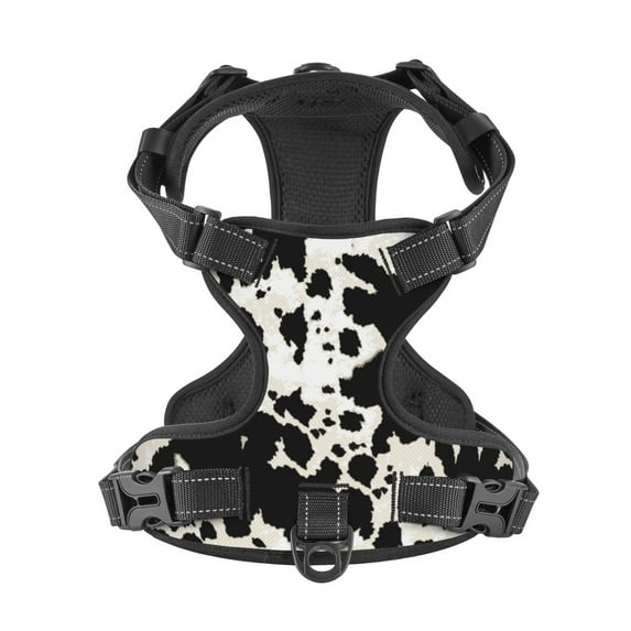 No Pull Dog Harness For Large Dogs Easy Walk Dog Vest Adjustable Collars Harnesses & Leashes Set Breathable Oxford Outdoor Walking Safety Reflective Strip Cow Skin Pattern Fashionable