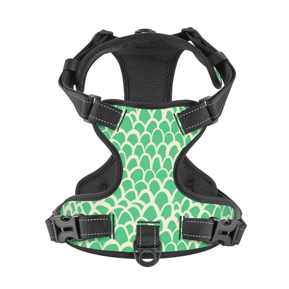 No Pull Dog Harness For Large Dogs Easy Walk Dog Vest Adjustable Collars Harnesses & Leashes Set Breathable Oxford Outdoor Walking Safety Reflective Strip Aquamarine Texture
