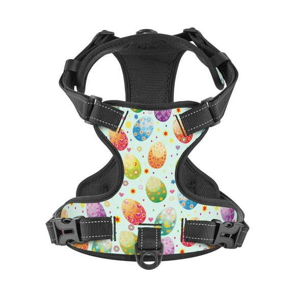 No Pull Dog Harness For Large Dogs Easy Walk Dog Vest Adjustable Collars Harnesses & Leashes Set Breathable Oxford Outdoor Walking Safety Reflective Strip Colorful Eggs