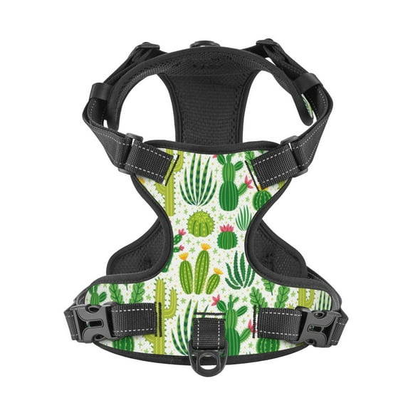 No Pull Dog Harness For Medium Dogs Easy Walk Dog Vest Adjustable Collars Harnesses & Leashes Set Breathable Oxford Outdoor Walking Safety Reflective Strip Different Cactus