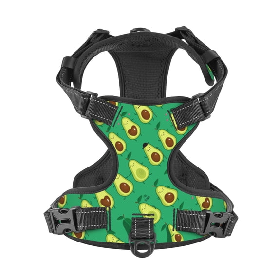 No Pull Dog Harness For Medium Dogs Easy Walk Dog Vest Adjustable Collars Harnesses & Leashes Set Breathable Oxford Outdoor Walking Safety Reflective Strip Funny-Avocado