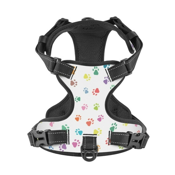 No Pull Dog Harness For Medium Dogs Easy Walk Dog Vest Adjustable Collars Harnesses & Leashes Set Breathable Oxford Outdoor Walking Safety Reflective Strip Colorful Cat Dog Paw