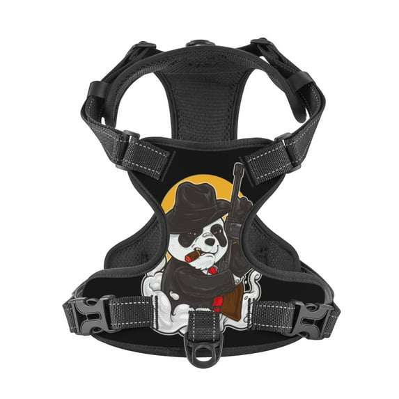 No Pull Dog Harness For Small Dogs Easy Walk Dog Vest Adjustable Collars Harnesses & Leashes Set Breathable Oxford Outdoor Walking Safety Reflective Strip Cool Panda