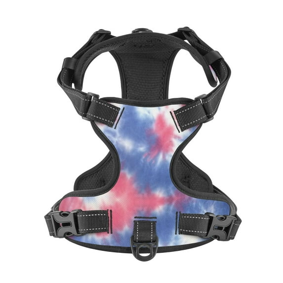 No Pull Dog Harness For Small Dogs Easy Walk Dog Vest Adjustable Collars Harnesses & Leashes Set Breathable Oxford Outdoor Walking Safety Reflective Strip Marble Red And Blue