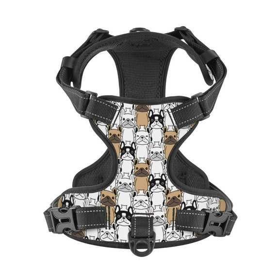 No Pull Dog Harness For Small Dogs Easy Walk Dog Vest Adjustable Collars Harnesses & Leashes Set Breathable Oxford Outdoor Walking Safety Reflective Strip Cute French Bulldog Standing In Line