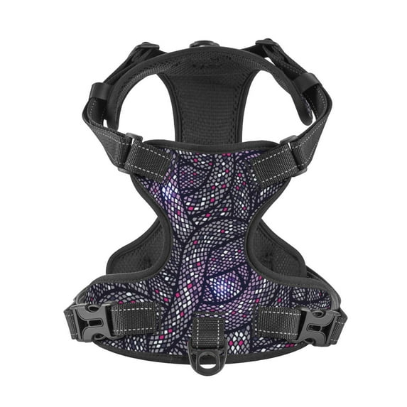 No Pull Dog Harness For Small Dogs Easy Walk Dog Vest Adjustable Collars Harnesses & Leashes Set Breathable Oxford Outdoor Walking Safety Reflective Strip Snake Skin Vector Seamless Pattern