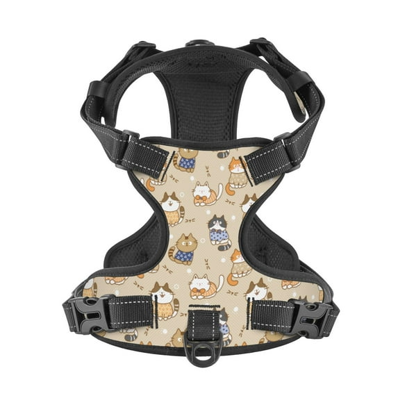 No Pull Dog Harness For Small Dogs Easy Walk Dog Vest Adjustable Collars Harnesses & Leashes Set Breathable Oxford Outdoor Walking Safety Reflective Strip Cute Cartoon Cat