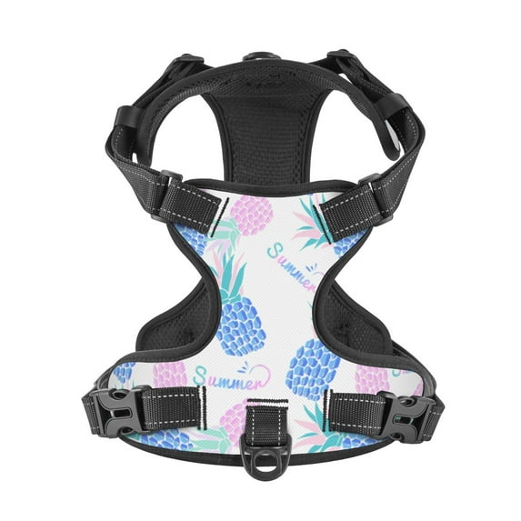 No Pull Dog Harness For Small Dogs Easy Walk Dog Vest Adjustable Collars Harnesses & Leashes Set Breathable Oxford Outdoor Walking Safety Reflective Strip Dream Of Pineapple