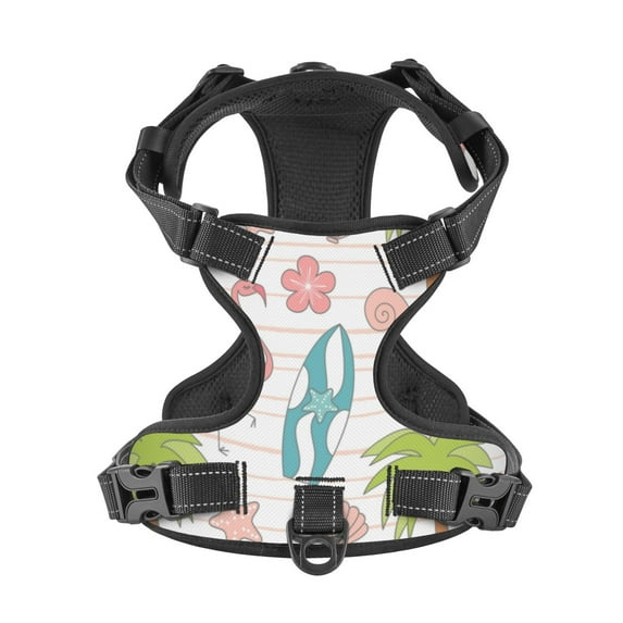 No Pull Dog Harness For Small Dogs Easy Walk Dog Vest Adjustable Collars Harnesses & Leashes Set Breathable Oxford Outdoor Walking Safety Reflective Strip Summer Elements On Striped