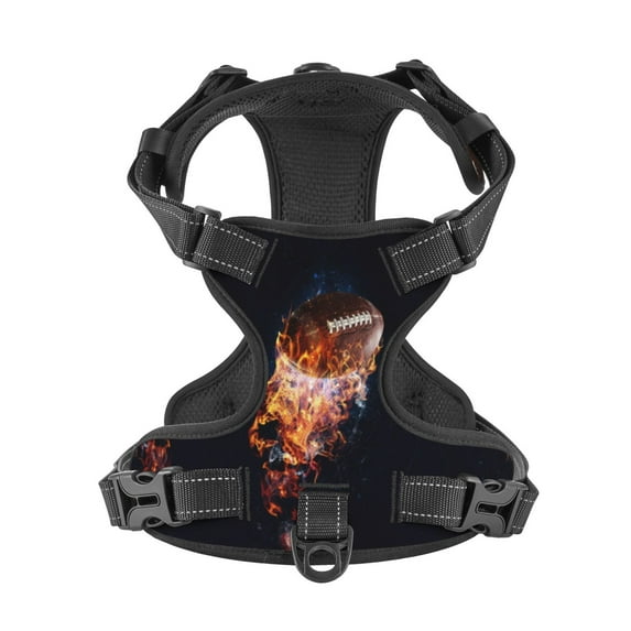 No Pull Dog Harness For Small Dogs Easy Walk Dog Vest Adjustable Collars Harnesses & Leashes Set Breathable Oxford Outdoor Walking Safety Reflective Strip American Football Flame