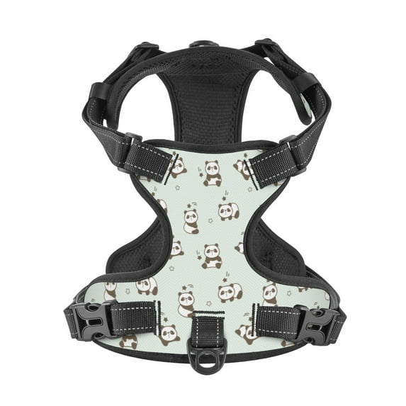 No Pull Dog Harness For Small Dogs Easy Walk Dog Vest Adjustable Collars Harnesses & Leashes Set Breathable Oxford Outdoor Walking Safety Reflective Strip Cute Cartoon Panda