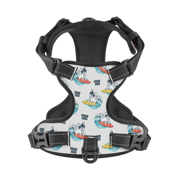 No Pull Dog Harness For Small Dogs Easy Walk Dog Vest Adjustable Collars Harnesses & Leashes Set Breathable Oxford Outdoor Walking Safety Reflective Strip Cool Bulldog Surfing