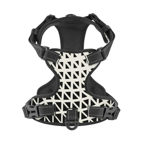 No Pull Dog Harness For X-Large Dogs Easy Walk Dog Vest Adjustable Collars Harnesses & Leashes Set Breathable Oxford Outdoor Walking Safety Reflective Strip Gradient Triangular Design Prints