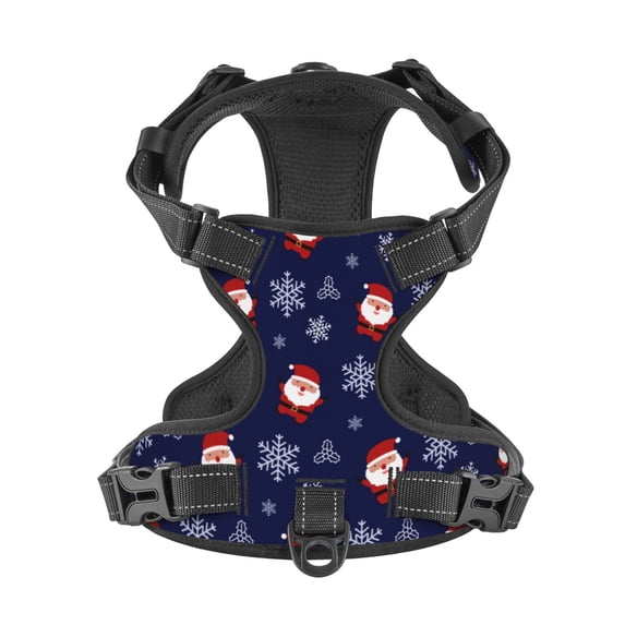 No Pull Dog Harness For X-Large Dogs Easy Walk Dog Vest Adjustable Collars Harnesses & Leashes Set Breathable Oxford Outdoor Walking Safety Reflective Strip Santa Claus,Snowflake