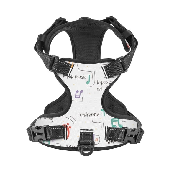 No Pull Dog Harness For X-Large Dogs Easy Walk Dog Vest Adjustable Collars Harnesses & Leashes Set Breathable Oxford Outdoor Walking Safety Reflective Strip K-Pop Music Theme