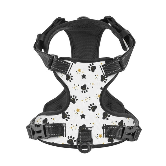 No Pull Dog Harness For X-Large Dogs Easy Walk Dog Vest Adjustable Collars Harnesses & Leashes Set Breathable Oxford Outdoor Walking Safety Reflective Strip Paws Cute Cartoon Stars