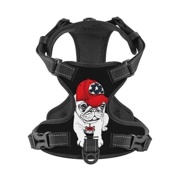 No Pull Dog Harness For X-Large Dogs Easy Walk Dog Vest Adjustable Collars Harnesses & Leashes Set Breathable Oxford Outdoor Walking Safety Reflective Strip Pug Puppy In Red Cap
