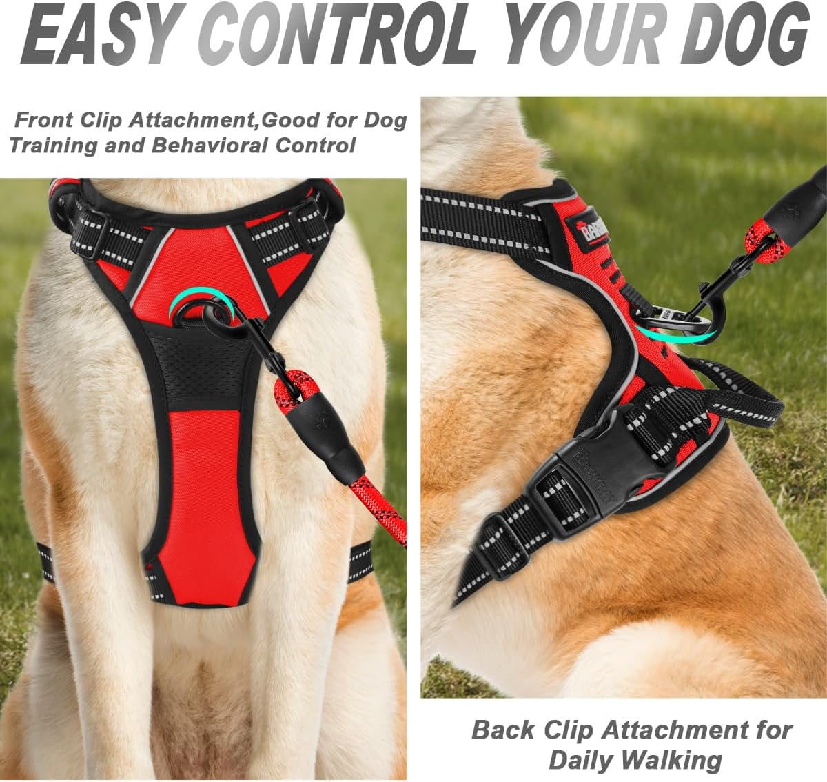 No Pull Dog Harness Front Clip Heavy Duty Reflective Easy Control Handle For Large [2977