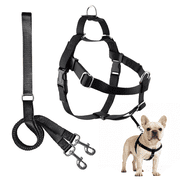 No-Pull Dog Harness and Leash Set, Front Clip Adjustable Vest with Handle for Control, Easy Walking TrainingS,Black