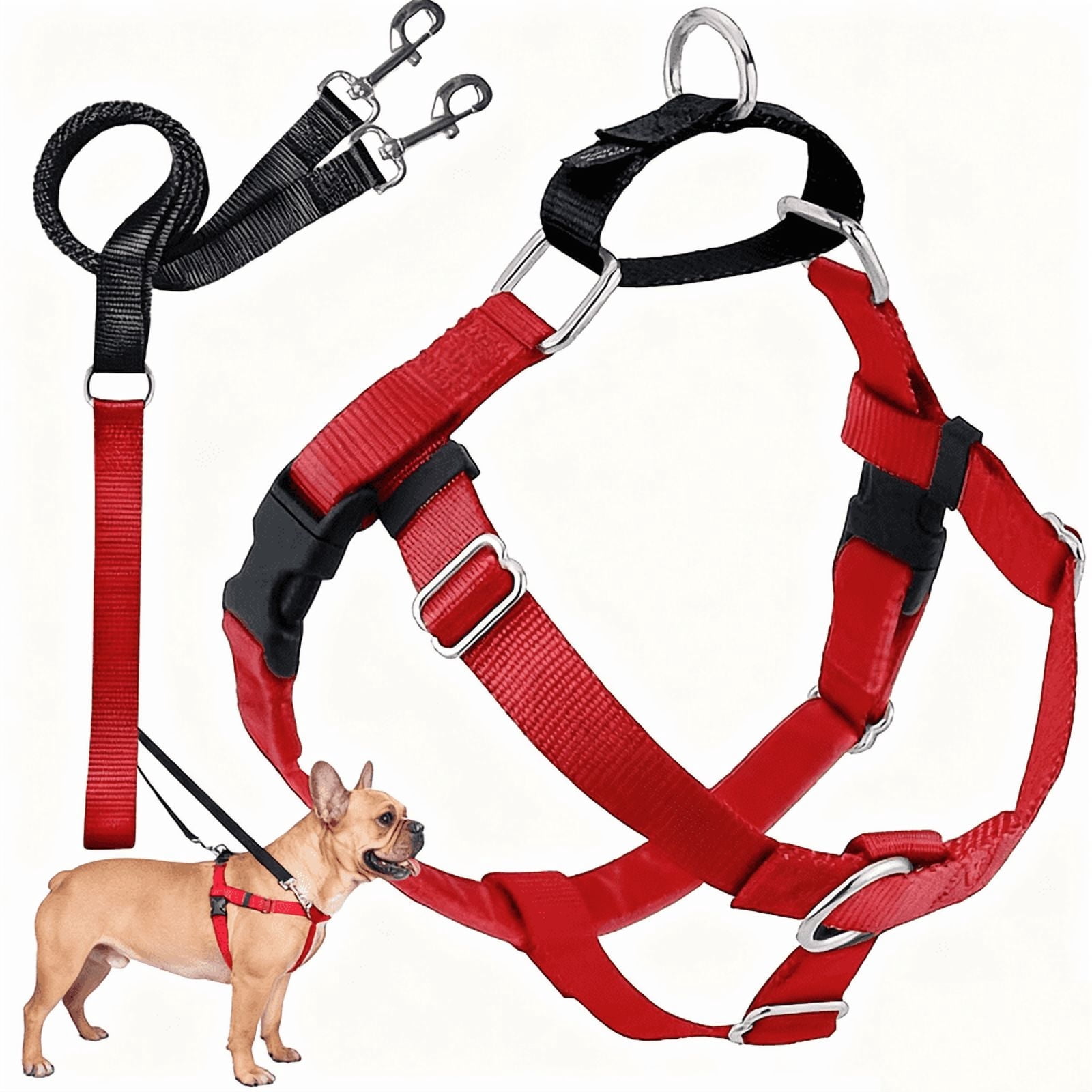No-Pull Dog Harness and Leash Set, Front Clip Adjustable Vest with Handle for Control, Easy Walking Training(S,Red)